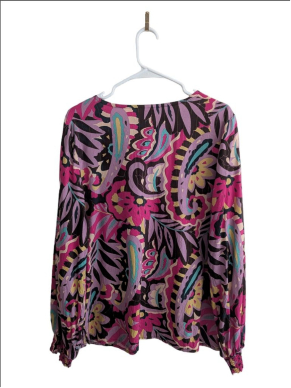 Belle by Kim Gravel Boho Paisley Fairy Grunge Y2K Peasant Blouse L - Picture 4 of 8
